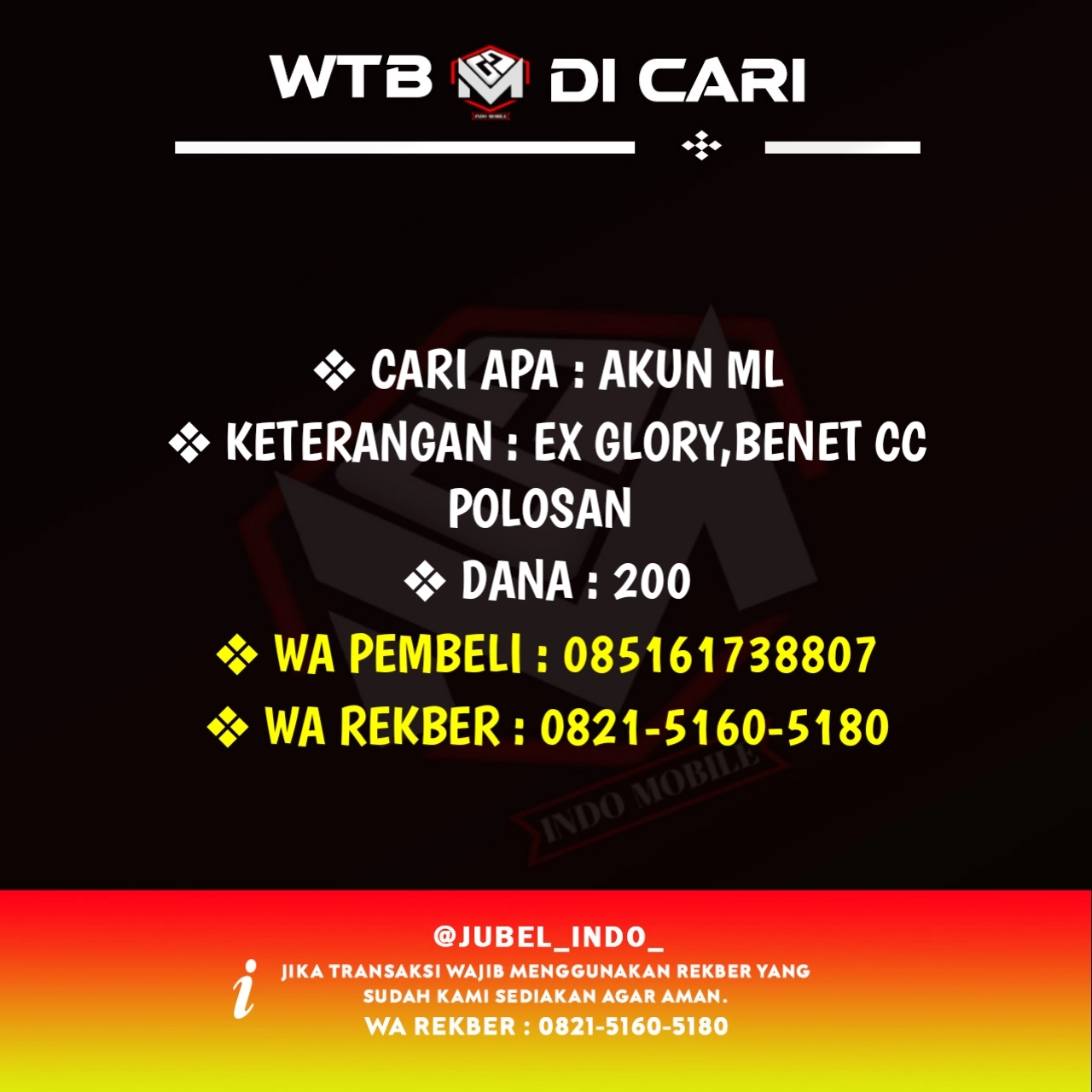 CARI AKUN ML #ML2282