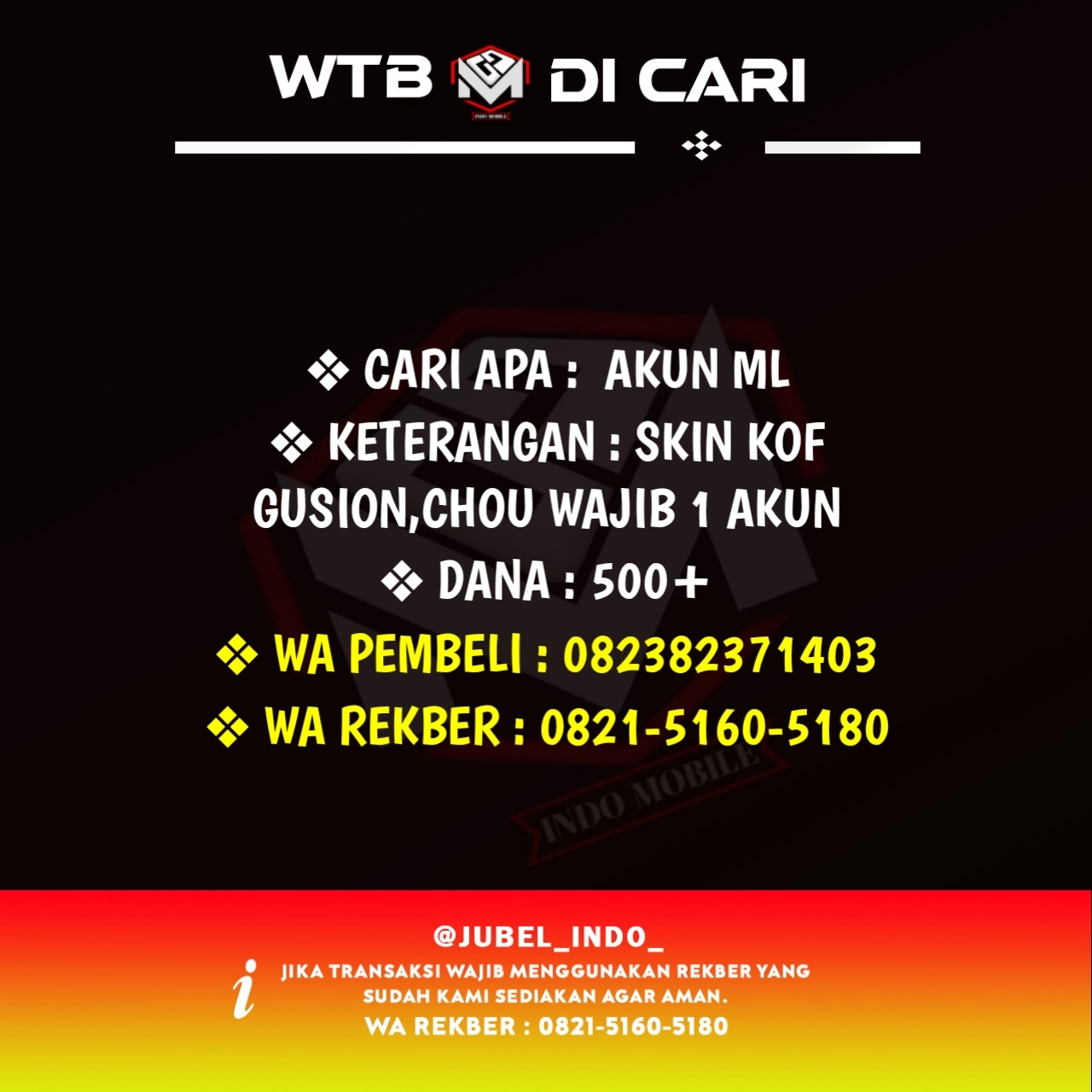 CARI AKUN ML #ML2294