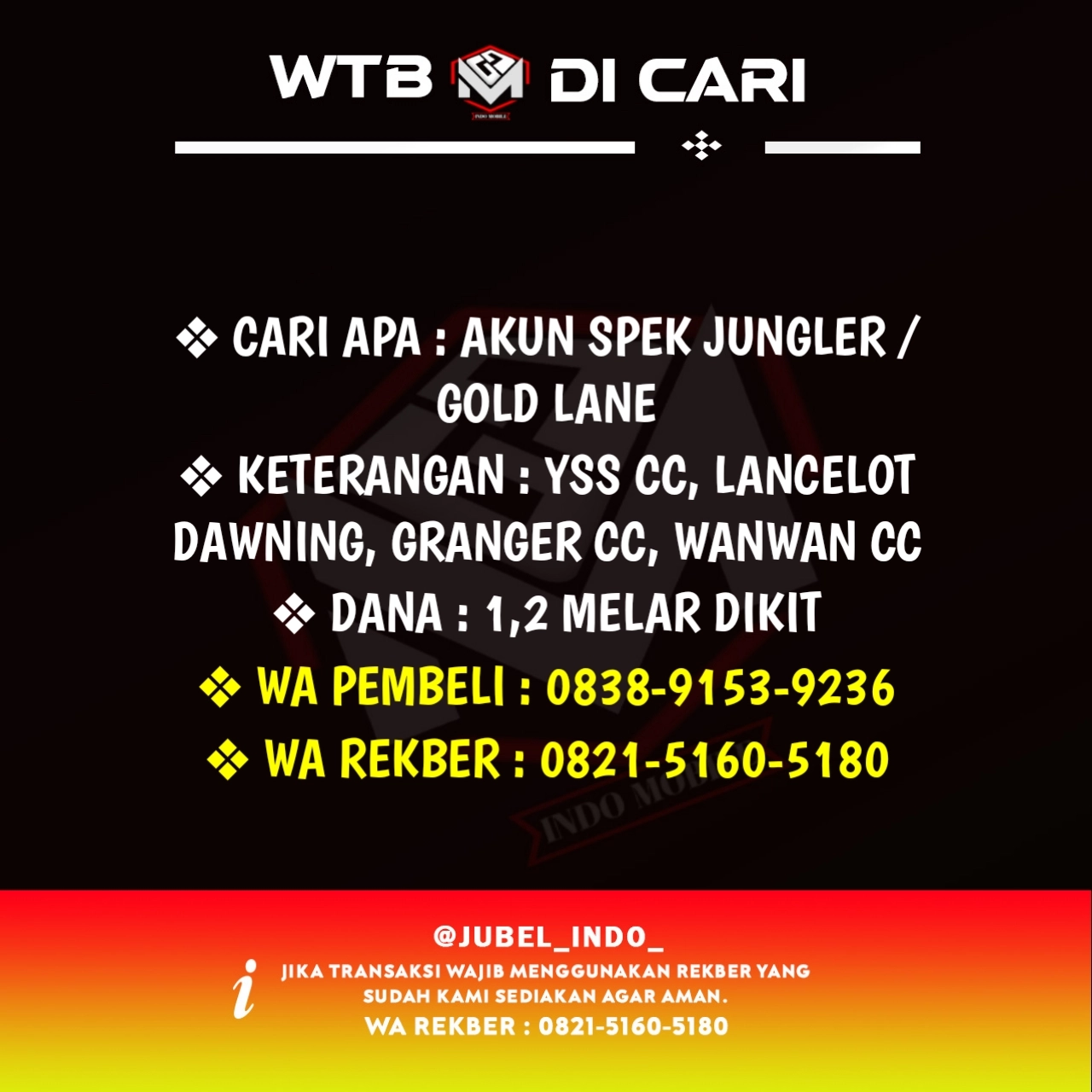 CARI AKUN ML #ML3293