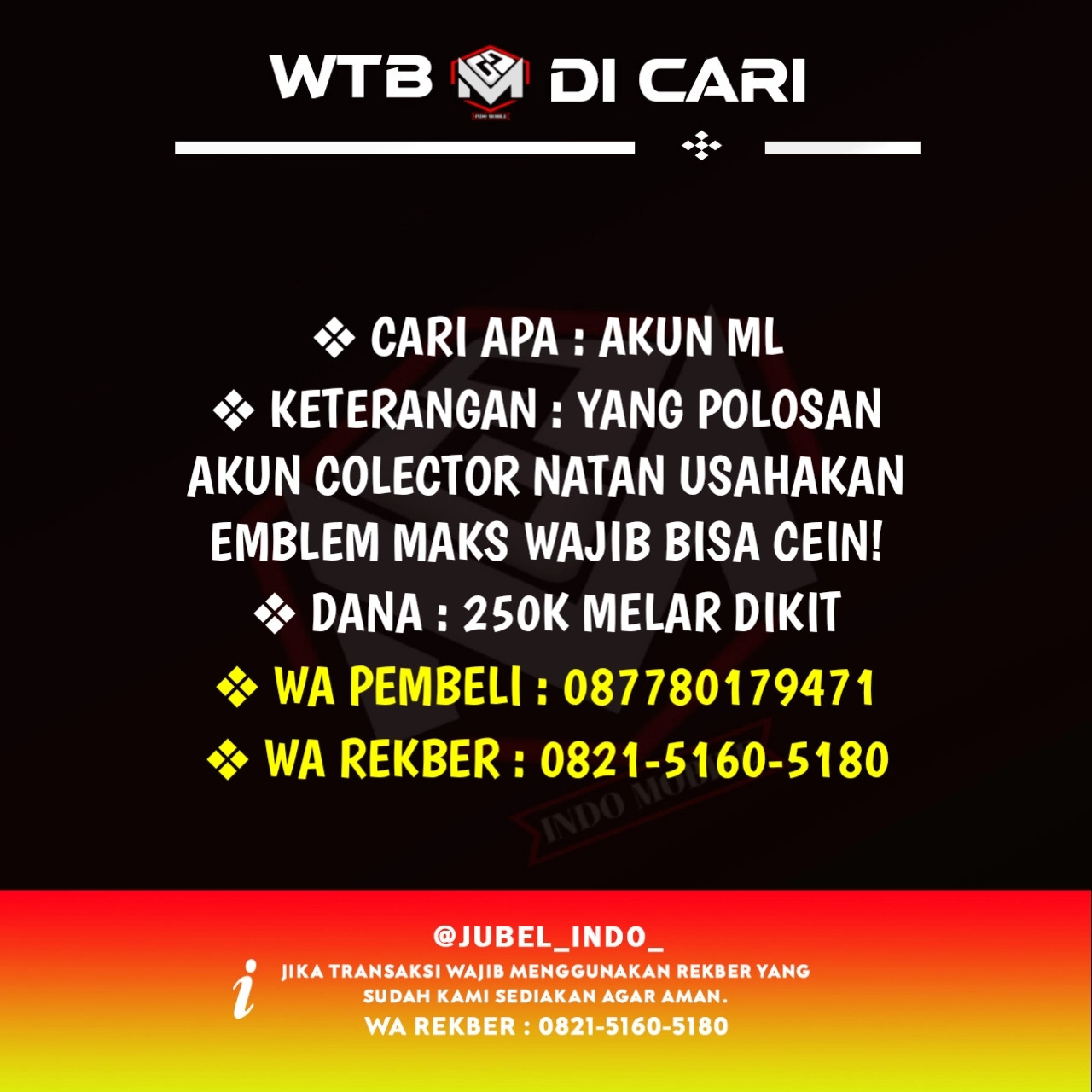 CARI AKUN ML #ML3384