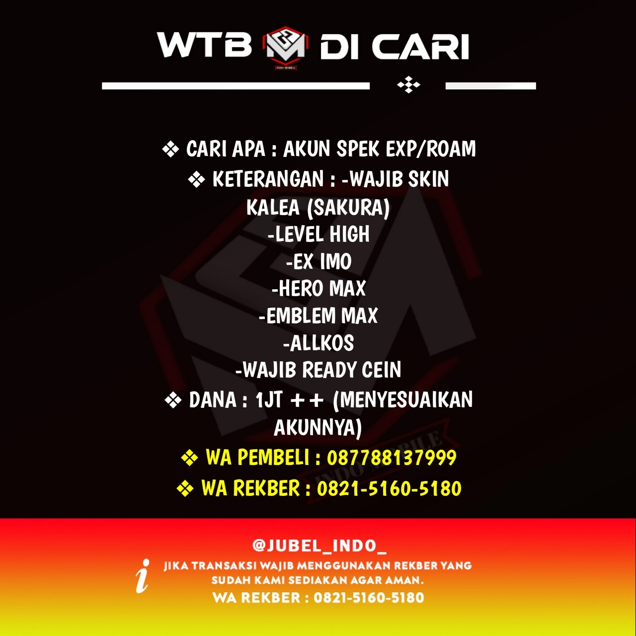 CARI AKUN ML #ML3395