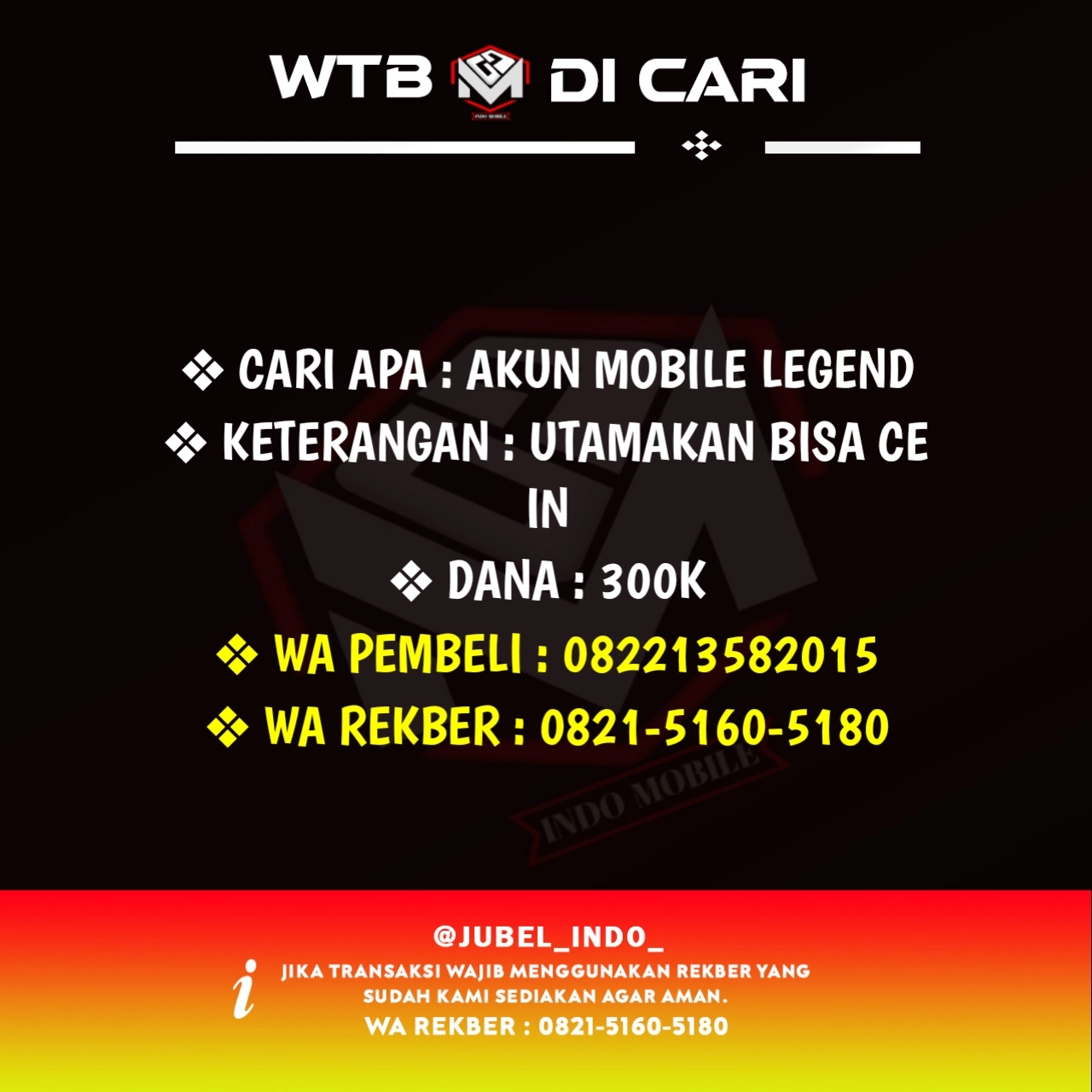 CARI AKUN ML #ML3883