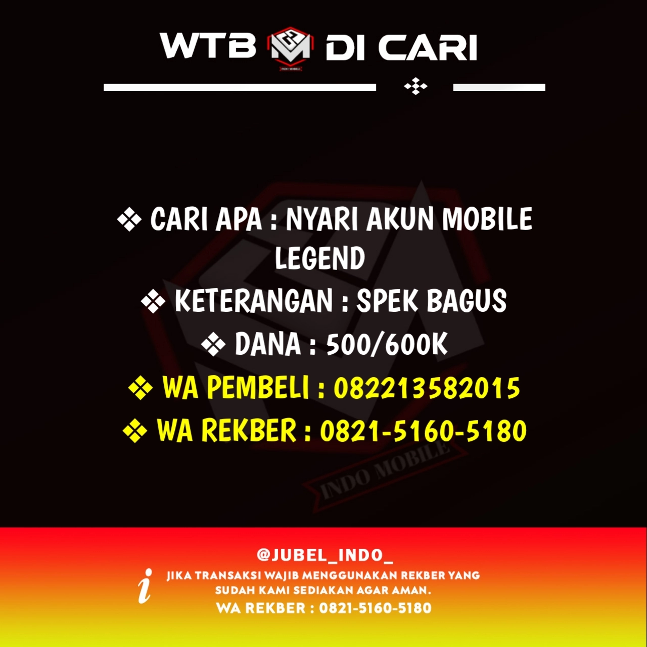 CARI AKUN ML #ML4157