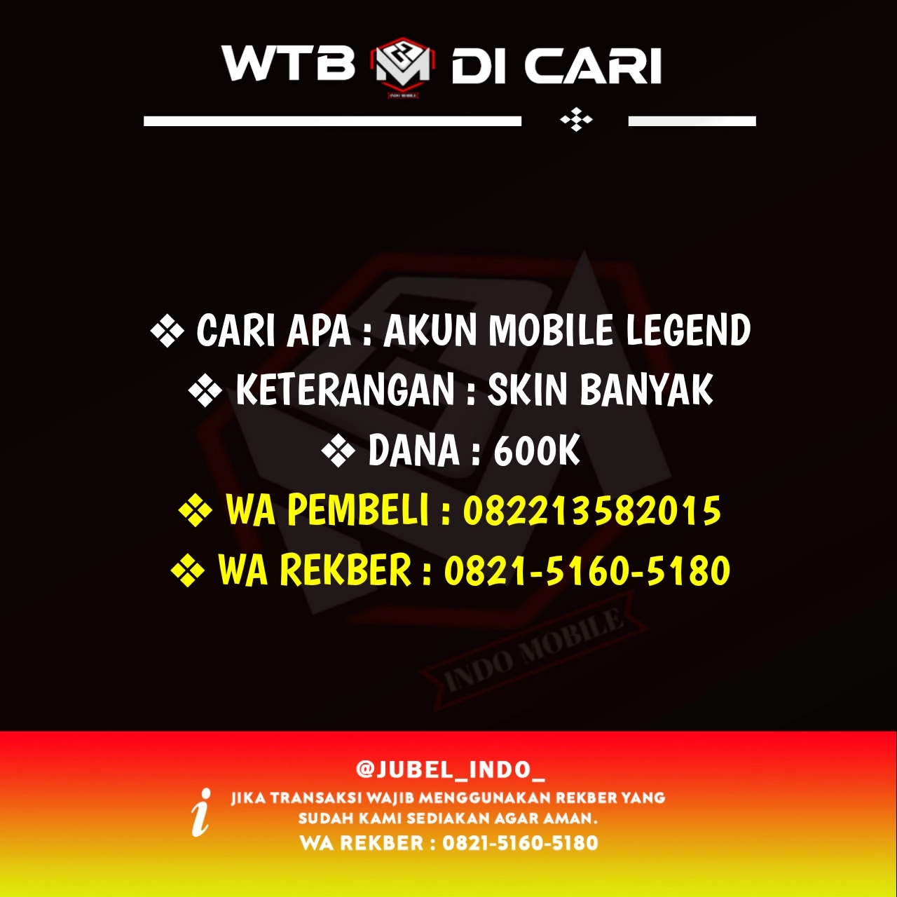 CARI AKUN ML #ML4556