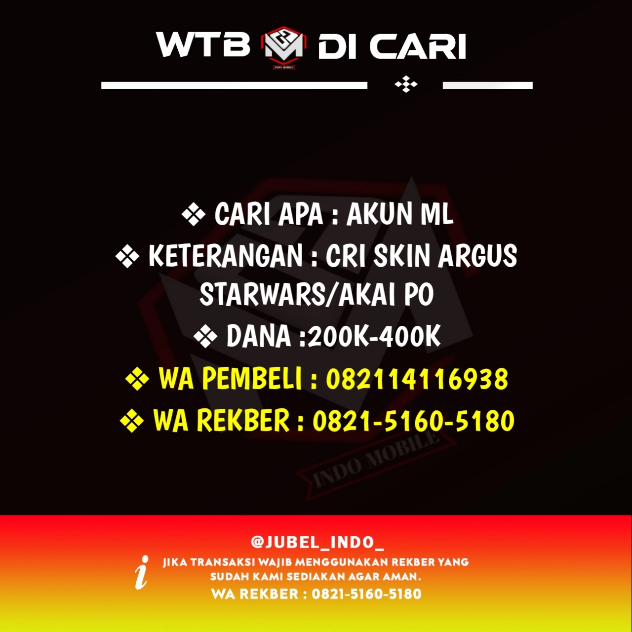 CARI AKUN ML #ML4867