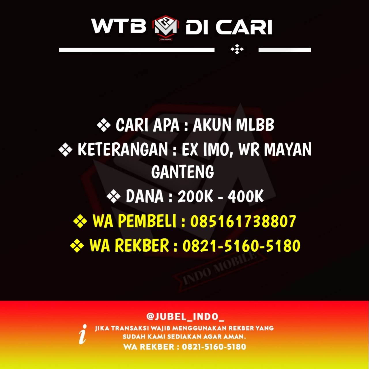CARI AKUN ML #ML4898