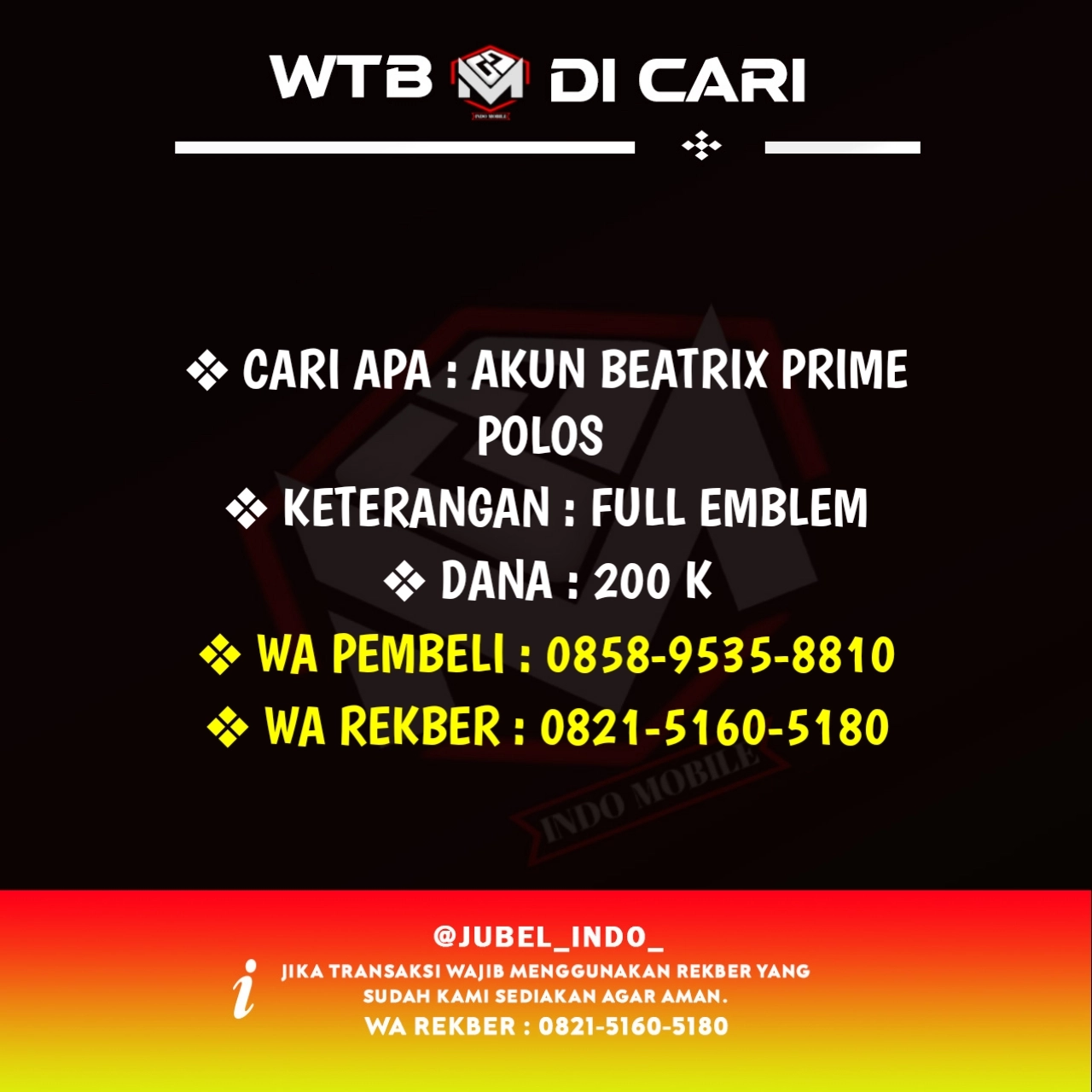 CARI AKUN ML #ML4953